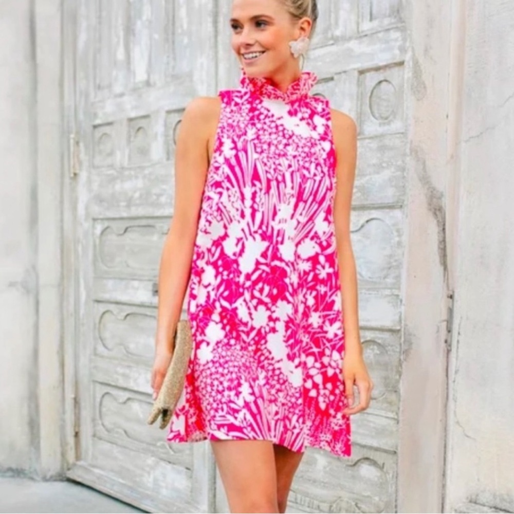 Tuckernuck Pink White Wildflower Blythe Sleeveless Floral A Line Bow Dress S